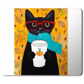Art Hediye Kedi Kahve İçen Kedi Cat Baskılı 23x19 cm Mouse Pad