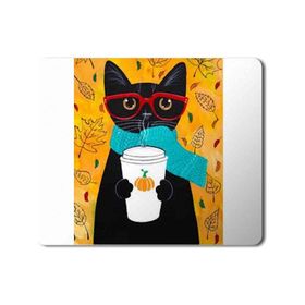 Art Hediye Kedi Kahve İçen Kedi Cat Baskılı 23x19 cm Mouse Pad