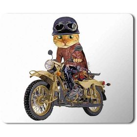 Art Hediye Kedi Motor Süren Kedi Cat Baskılı 23x19 cm Mouse Pad