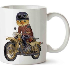 Art Hediye Kedi Motor Süren Kedi Cat Kupa Bardak