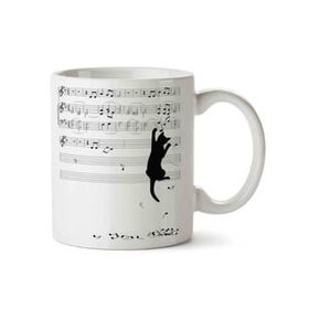 Art Hediye Kedi Müzik Nota Toplayan 01 İki Tarafı Baskılı Kupa Bardak