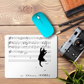 Art Hediye Kedi Müzik Nota Toplayan Kedi Baskılı 23x19 cm Mouse Pad