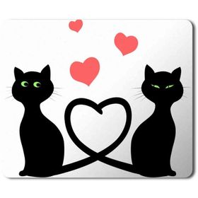 Art Hediye Kedi Seni Seviyorum Love Baskılı 23x19 cm Mouse Pad