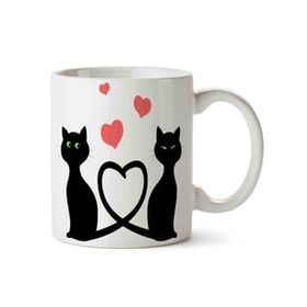 Art Hediye Kedi Seni Seviyorum Love İki Tarafı Baskılı Kupa Bardak