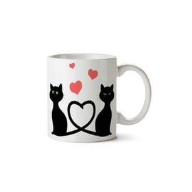 Art Hediye Kedi Seni Seviyorum Love İki Tarafı Baskılı Kupa Bardak