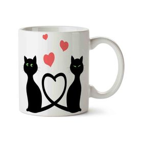 Art Hediye Kedi Seni Seviyorum Love İki Tarafı Baskılı Kupa Bardak