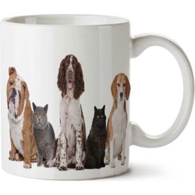 Art Hediye Kediler ve Köpekler Cats And Dog İki Tarafı Baskılı Kupa Bardak