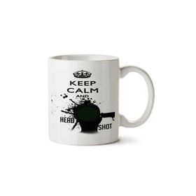 Art Hediye Keep Calm And Head Shot İki Tarafı Baskılı Kupa Bardak