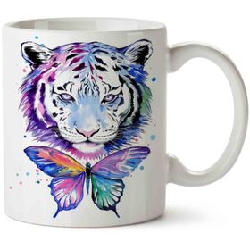 Art Hediye Kelebek Ve Aslan İki Tarafı Baskılı Kupa Bardak