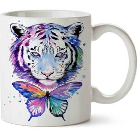 Art Hediye Kelebek Ve Aslan İki Tarafı Baskılı Kupa Bardak