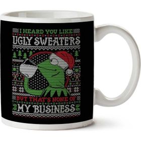 Art Hediye Kermit The Frog None Of My Business Muppets Christmas Knit 01 İki Tarafı Baskılı Kupa Bardak