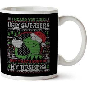 Art Hediye Kermit The Frog None Of My Business Muppets Christmas Knit Iki Tarafı Baskılı Kupa Bardak