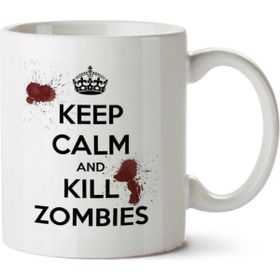 Art Hediye Kill Zombies Twd İki Tarafı Baskılı Beyaz Kupa