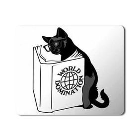 Art Hediye Kitap Okuyan Kedi World Domination Baskılı 23x19 cm Mouse Pad