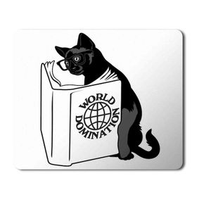 Art Hediye Kitap Okuyan Kedi World Domination Baskılı 23x19 cm Mouse Pad