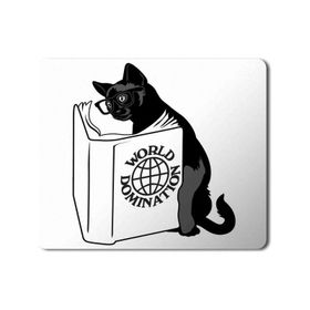Art Hediye Kitap Okuyan Kedi World Domination Baskılı 23x19 cm Mouse Pad