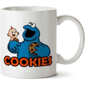 Art Hediye Kurabiye Canavarı Cookie Monsters 2 İki Tarafı Baskılı Kupa Bardak