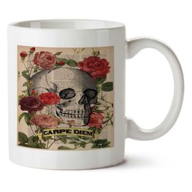 Art Hediye Kuru Kafa Carpe Diem İki Tarafı Baskılı Kupa Bardak