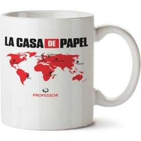 Art Hediye La Casa De Papel Dünya Haritası İki Tarafı Baskılı Kupa Bardak