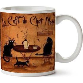 Art Hediye Le Cafe Chat Noir İki Tarafı Baskılı Kupa Bardak