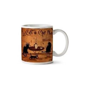 Art Hediye Le Cafe Chat Noir İki Tarafı Baskılı Kupa Bardak
