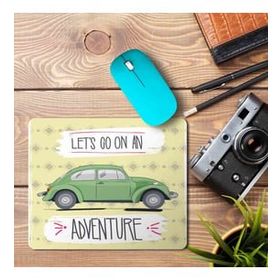 Art Hediye Let's Go on Adventure Vosvos Baskılı 23x19 cm Mouse Pad
