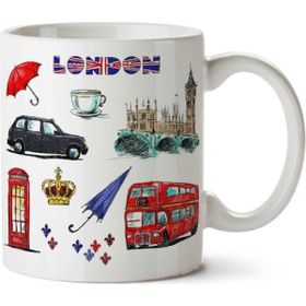Art Hediye London England Londra İngiltere İki Tarafı Baskılı Kupa Bardak