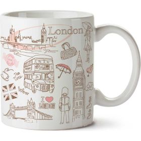 Art Hediye London Paris Drawing Iki Tarafı Baskılı Kupa Bardak