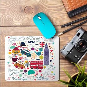 Art Hediye Londra Temalı Kalpli Baskılı 23x19 cm Mouse Pad