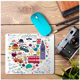 Art Hediye Londra Temalı Kalpli Baskılı 23x19 cm Mouse Pad