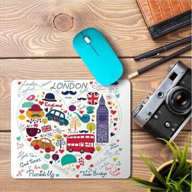 Art Hediye Londra Temalı Kalpli Baskılı 23x19 cm Mouse Pad