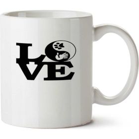 Art Hediye Love Dog Ying Yang İki Tarafı Baskılı Kupa Bardak