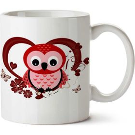 Art Hediye Love Owly Aşk Baykuş İki Tarafı Baskılı Kupa Bardak