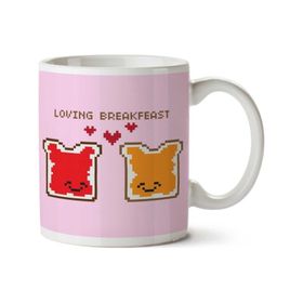 Art Hediye Loving Breakfast İki Tarafı Baskılı Kupa Bardak