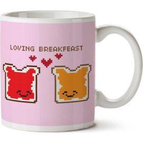 Art Hediye Loving Breakfast İki Tarafı Baskılı Kupa Bardak