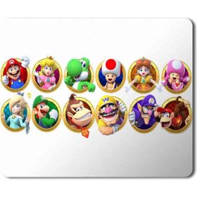 Art Hediye Mario Party Star Rush Karakterler Baskılı 23x19 cm Mouse Pad