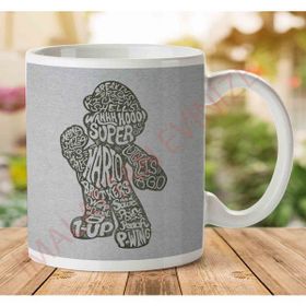 Art Hediye Mario Text Silhouette Kupa Bardak