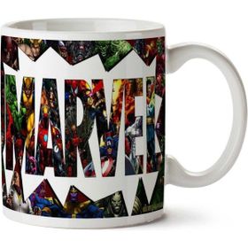 Art Hediye Marvel Logo Çizgi Film İki Tarafı Baskılı Kupa Bardak