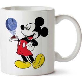 Art Hediye Mickey Mouse Death Star Plans Star Wars İki Tarafı Baskılı Kupa Bardak