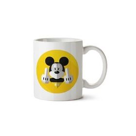 Art Hediye Mickey Mouse Middle Finger İki Tarafı Baskılı Kupa Bardak