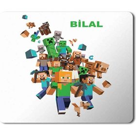 Art Hediye Minecraft Kişiye Özel İstediğiniz İsim Yazılır Baskılı 23x19 cm Mouse Pad