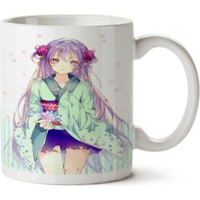 Art Hediye Mor Saçlı Anime İki Tarafı Baskılı Kupa Bardak