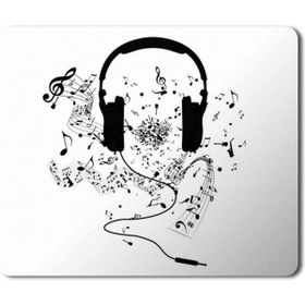 Art Hediye Music Müzik Headphones and Music Notes Baskılı 23x19 cm Mouse Pad