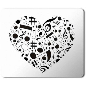 Art Hediye Music Müzik Kalp Nota Baskılı 23x19 cm Mouse Pad