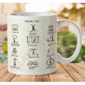 Art Hediye Mutlu Ol İki Tarafı Baskılı Kupa Bardak