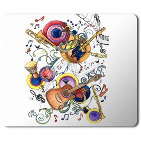 Art Hediye Müzik Enstrüman Music Gitar Darbuka Klarnet Baskılı 23x19 cm Mouse Pad