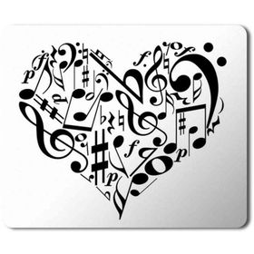 Art Hediye Müzik Kalp Love Baskılı 23x19 cm Mouse Pad