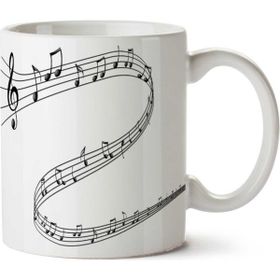 Art Hediye Müzik Kıvrılan Notalar İki Tarafı Baskılı Kupa Bardak