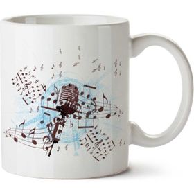 Art Hediye Müzik Nota Mikrofon Music İki Tarafı Baskılı Kupa Bardak