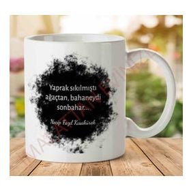 Art Hediye Necip Fazıl Kısakürek Sonbahar İki Tarafı Baskılı Kupa